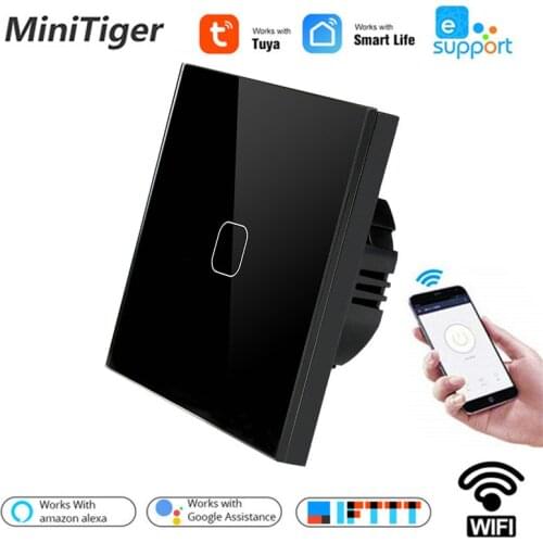 Smart Home Tuya/Smart Life/ewelink 1 Gang 1 Way WiFi Wall Light Touch Switch for Google Home Amazon Alexa Voice Control