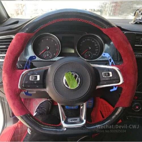 Suede Car Steering Wheel Cover For Volkswagen VW Golf 7 MK7 Sharan 2016 -17 New Polo Jetta Passat B8 Tiguan 2017 Auto interior