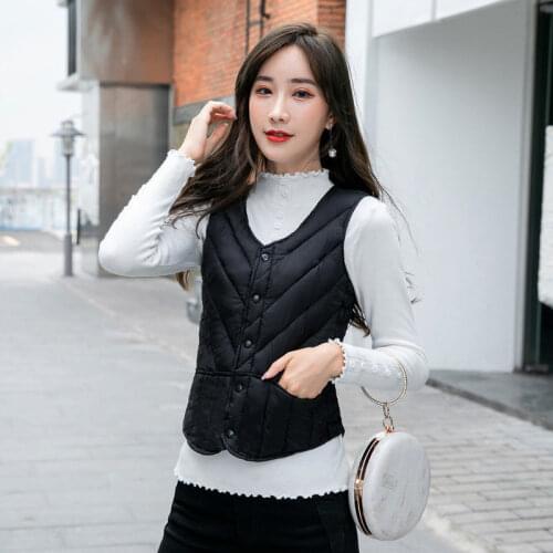 Woman Jacket Vest Autumn Winter down Cotton Vest Womens Short Light Warm Inner Wear Close-Fitting Vest Chaleco Mujer