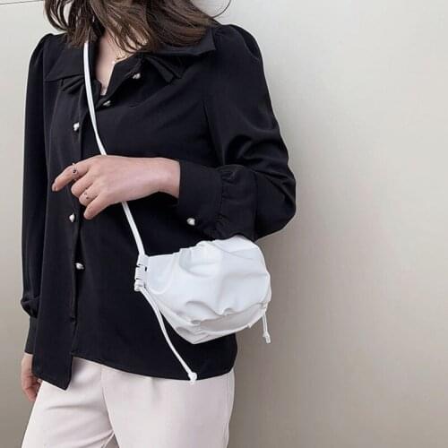 Folds Zipper Soft-Faced PU Crossbody Bag Women Women Simple Solid Underarm Crossbody Bag WomenS Vacation Leisure Messenger Bags
