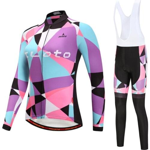 Women TEAM Long Cycling JERSEY Bike Pants Mens Ropa Ciclismo Autumn cycling Maillot Culotte wear