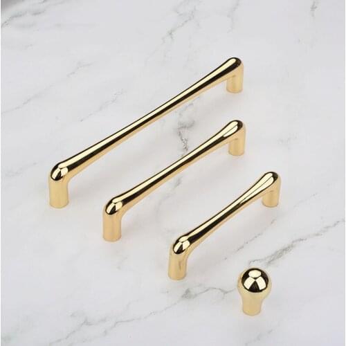 021 BONJEAN Hot Drawer Wardrobe European-style Cabinet Door Zinc Alloy Hand Bright Gold Simple Light Luxury Cabinet Handle