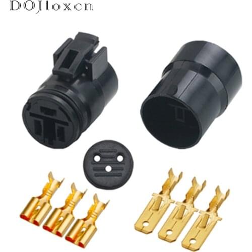 1/5/10/20/50 Sets 6.3 MM 3 Pin Auto Waterproof Wire Connector Round Alternator Male Female Plug For Car Mitsubishi 90980-10341