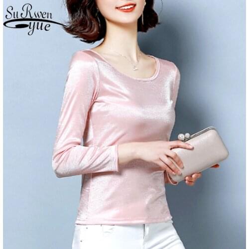 2019 Autumn Fashion Women Blouses Casual Solid Elegant Women Clothing Long Sleeve O-neck Women Tops and Blouses 5479 50