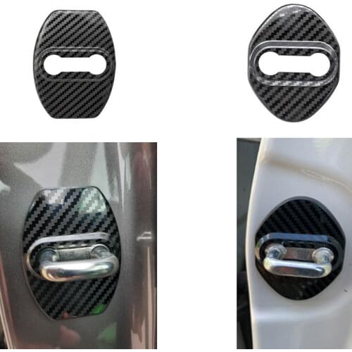 4pcs/lot car door lock cover For Toyota RAV4 Camry Highlander Prado Fortuner Corolla exterior carbon fiber decor Accessories