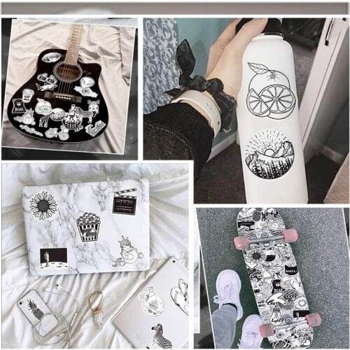 50PCS Black and White VSCO Stickers For Laptop Stickers Computer Black Stickers Cute Stickers Black and White Waterproof Sticker