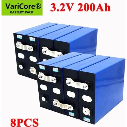 8pcs 3.2V 200Ah LiFePO4 lithium battery 3.2v 3C Lithium iron phosphate battery for 4S 12V 24V battery inverter vehicle Yacht RV