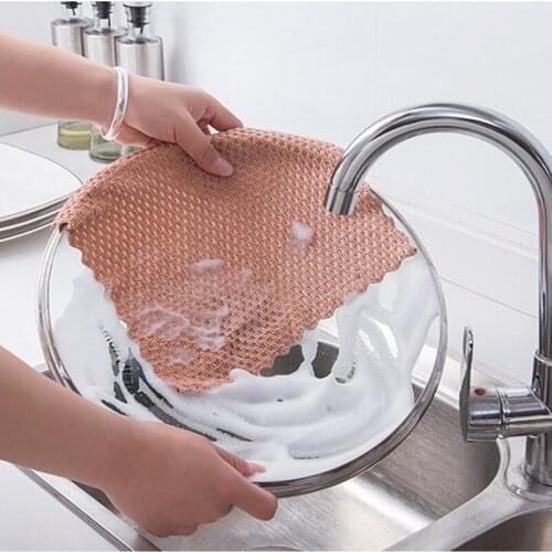 Anti-grease Cleaning Cloth Polyester Nylon Efficient Super Absorbent Microfiber Kitchen Washing Dish Strong Water Absorption