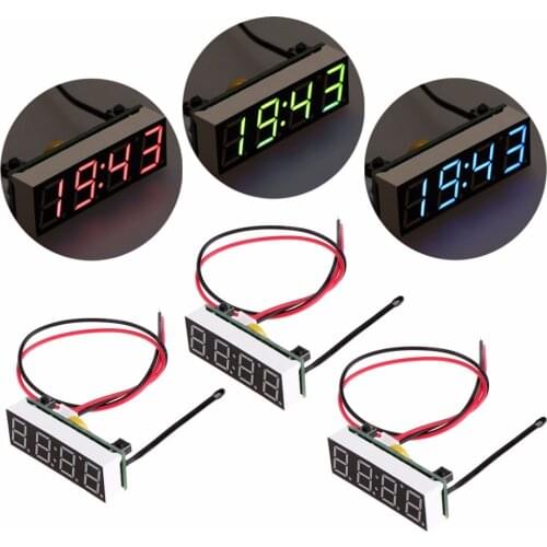 Car 3 in 1 LED DIY Digital Clock Temperature Voltage Module Electronic DC 5~30 V