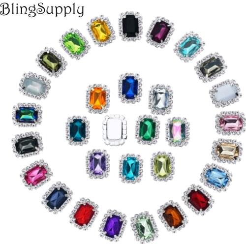 Free shipping 19*15mm acrylic rhinestone button flatback can mix colors 50PCS/lot(BTN-5673)