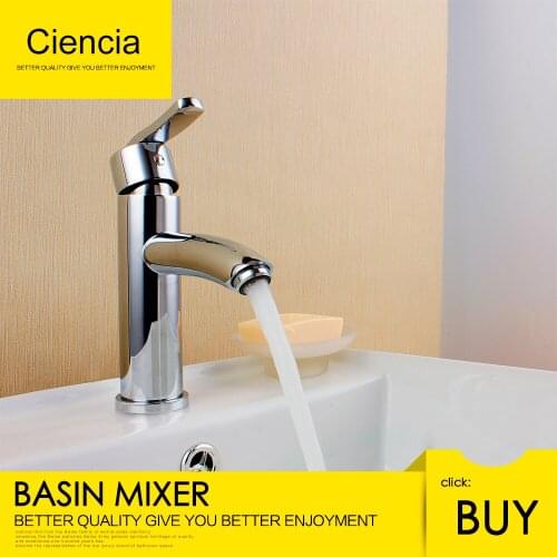 Free Shipping Ciencia Brass Chrome Bathroom Basin tap Single Lever Basin Mixer Basin Sink Mixer Washroom faucet Deck mounted