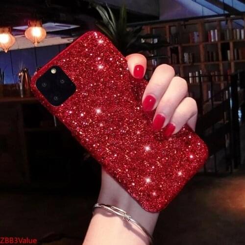 Phone Case For iPhone 11 12 Pro Max XR X XS Bling Glitter Shining Flash Hard Back Cover For 5 5S SE 6 7 8 Plus Funda