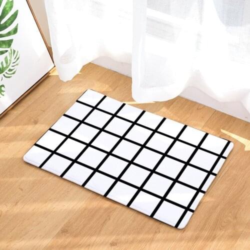 Black and White Squares Spots Pattern Floor Mats Living Rooms Anti-slip Carpet Bedroom Kitchen Bathroom Rug Mats Front Door