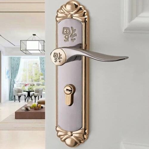 European Durable Indoor Handle Door Lock Cylinder With Keys Zinc Alloy 5353 golden