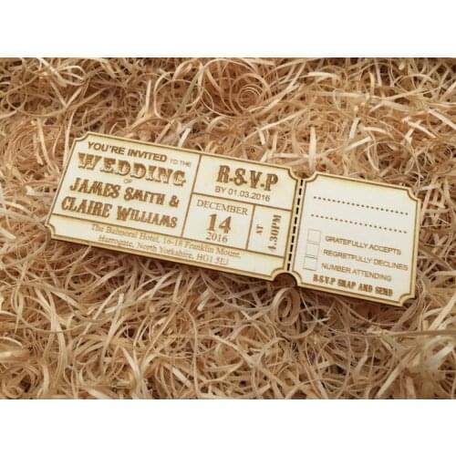 Personalised rustic wedding invitations WOODEN