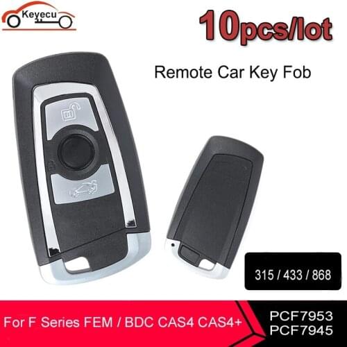 KEYECU 10PCS for BMW FEM / BDC CAS4 CAS4+ 2011-2017 Smart Remote Key Fob 315MHz / 433MHz / 868MHz 3 Button PCF7953/ PCF7945 Chip