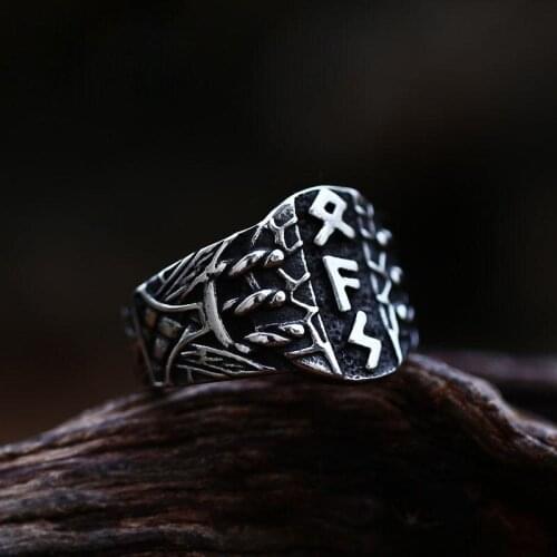 Nordic Retro Viking Letter Stainless Steel Ring Mens Personality Fashion Biker Jewelry Boyfriend Creative Gift Wholesale