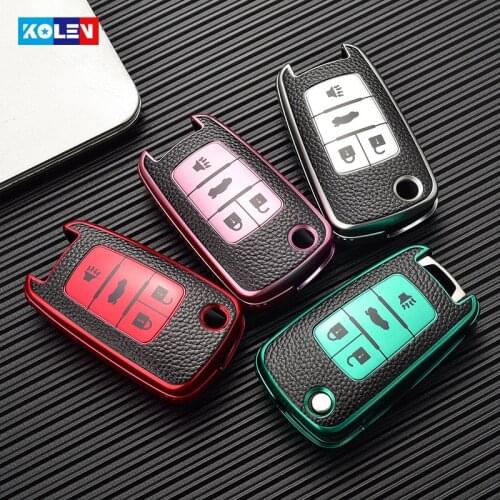 Leather + TPU Car Remote Key Cover Case Shell Fob Holder For Opel Astra Corsa Mokka Buick Chevrolet Cruze Aveo Malibu Trax Sail