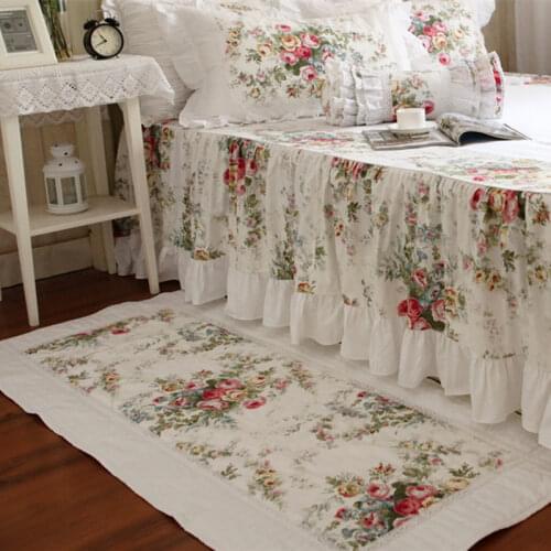 Beautiful flower print carpet thicken bedroom floor tapetes elegant princess tapis lace rug home textile carpets for living room