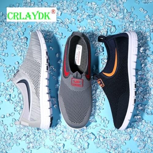 CRLAYDK 2021 Summer Breathable Walking Men Sneakers Lightweight Shoes Casual Outdoor Slip On Elderly Tennis Zapatillas Hombre