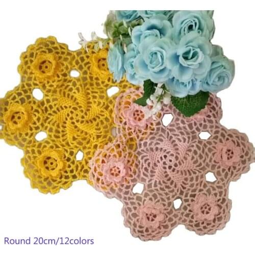 NEW DIY Lace Round cotton table place mat pad Cloth crochet placemat cup mug wedding tea coffee coaster doily Christmas kitchen