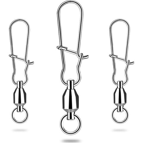 LEDIAO 10pcs Fishing Connector 0-2# Pin Bearing Rolling Swivel Stainless Steel Snap For Fishhook Lure Fishing Tackle Accessories