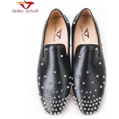 Jeder Schuh Italy Design New Fashion Loafers Wedding And Banquet Shoes, Rivet Ornaments Leather Material Handmade Men Flats