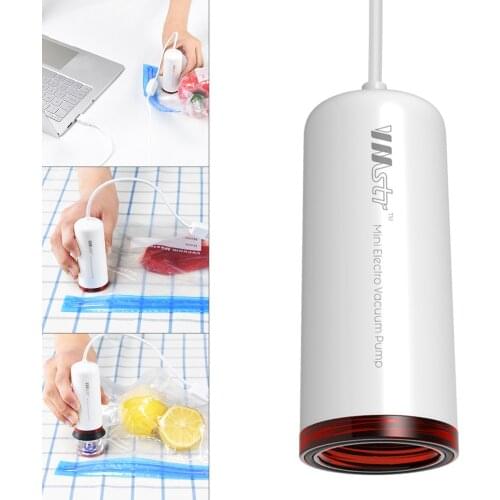 Mini Vacuum Pump Sealer Packing Machine with USB Port for Business Trip Kitchen Clothes Food Storage