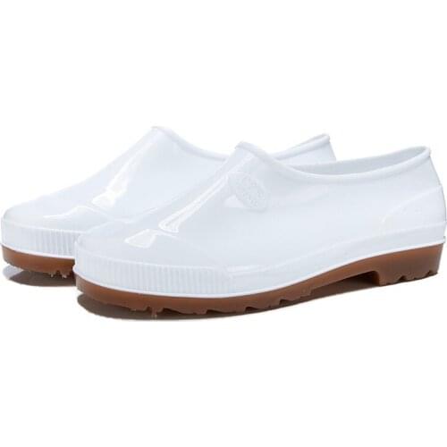 Fashion Shallow Men PVC Low Rain Boots Wear-resistant Waterproof Rubber Shoes Non-slip Work Water Shoes Casual Light Rainboots