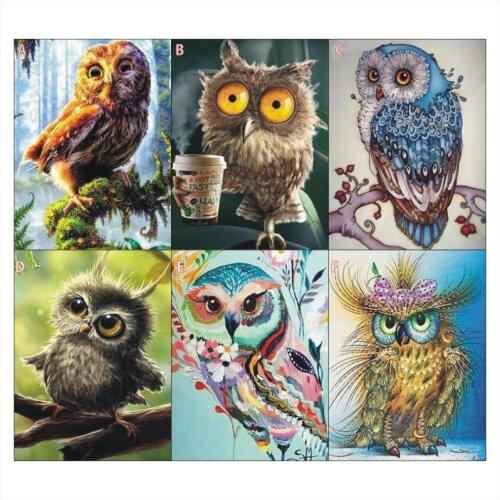 Fashion Diamond Embroidered Cross Stitch Set 3D DIY Owl Picture Mosaic Gift Home Decor Bedroom Mural LY02