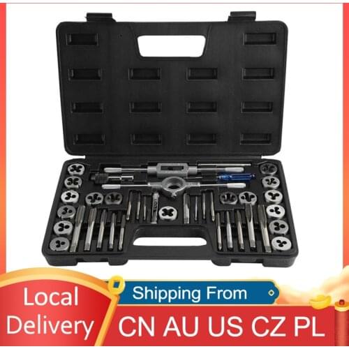 40Pcs M3-M12 Tap Die Set Screw Nut Tap Holder and Die Set with Wrenches and Thread Gauge Hand Tool Alloy Metal with Box