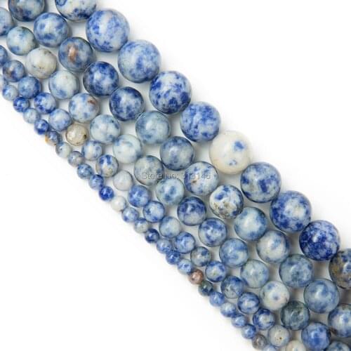 Wholesale Natural Round Healing Sodalite Blue Spot Jasper Stone Strand Beads For DIY Jewelry Jewellery Making 4 6 8 10 12mm