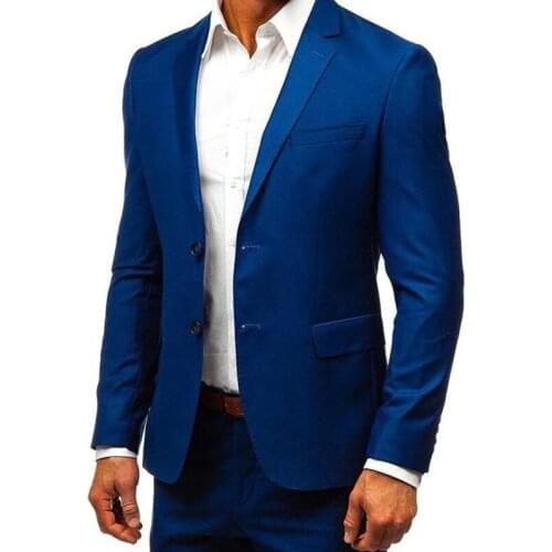 Latest Design 2021 Blue Men Suits Costume Homme Prom Slim Fit Tuxedo Wedding Groom Terno Masculino Blazer 2 Pcs Jacket Pant