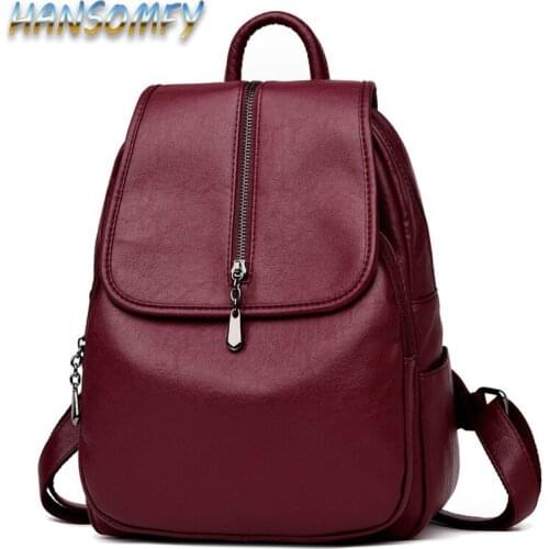 2019 New Women Vintage Backpacks High Quality Leather Backpacks For Teenage Girls Sac A Main Female School Shoulder Bags A1-72