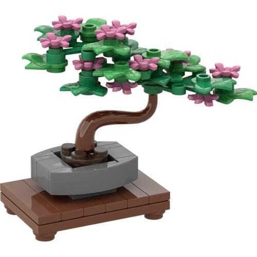 New MINI Bonsai Tree Green Bush Flower Grass Plant Model Ornament Building Blocks Bricks DIY Assembly Educational Toy For Gift