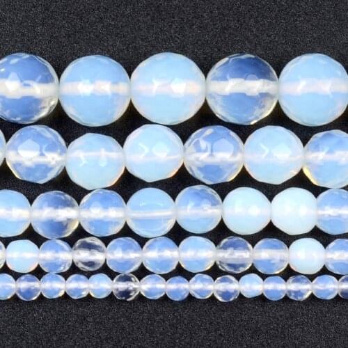 Wholesale Natural Faceted Opal Stone Beads Round Loose Spacer Beads For Jewelry Making 4/6/8/10/12mm DIY Bracelet Necklace