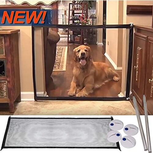 Ingenious Mesh Dog Fences Magic Pet Gate For Dogs Pet Supplies Safe Guard And Install Pet Dog Door Safety Enclosure Puerta Perro