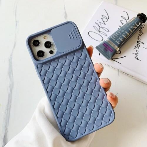 Original Sliding Window Weaving Pattern Case For iPhone 12 11 pro XS Max XR X Cases for iPhone 7 8 plus SE 2020 12 Pro Cover