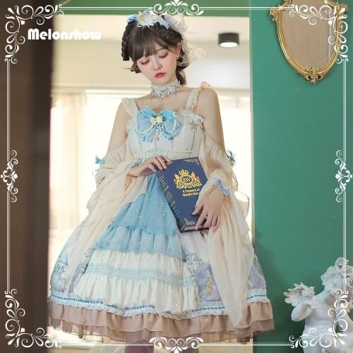 Melonshow Sweet Lolita Dress Plus Size Classic Style Lolita JSK Victorian Dresses Women Kawaii Clothing Bow Gothic Dress Girls