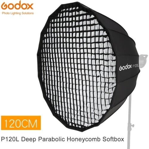 Godox Portable P120L 120CM Deep Parabolic Honeycomb Grid Softbox Bowens Mount Studio Flash Reflector Photo Studio Softbox