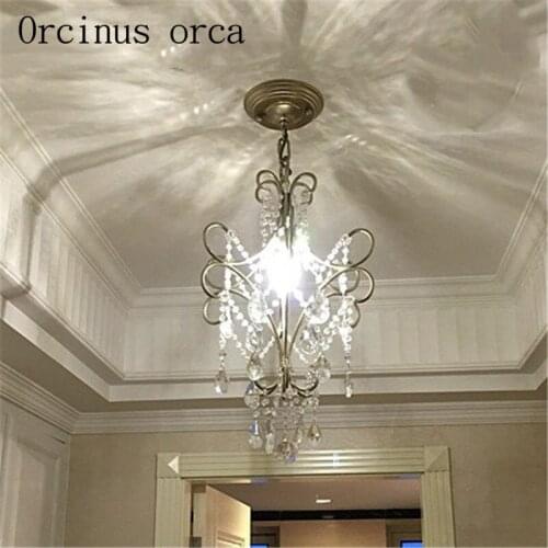 Nordic pastoral crystal chandelier Mediterranean bedroom living room corridor aisle stair light Postage free