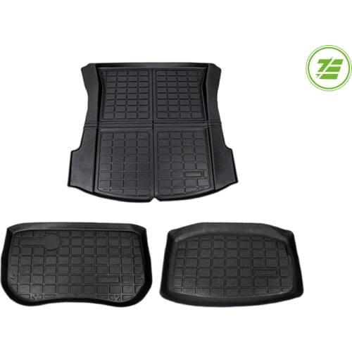 Tesla Car Trunk Mat Waterproof Cover Three Protective Pads Cargo Lining Trunk Tray Floor Mat Accessories Checkered Folding Style