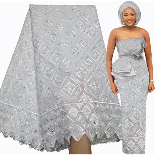 Fabricbob 2021 Latest 100% Cotton Swiss Voile Lace Fabric 2.5 Yards High Quality Nigerian Party Soft Gown African Lace Fabric