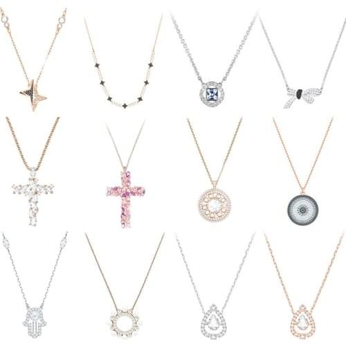 Gems Inlaid In Original High Quality Crystal Cross For Women At Parties Necklace Merry Christmas Jewelry Colar Pendant Rose Gold