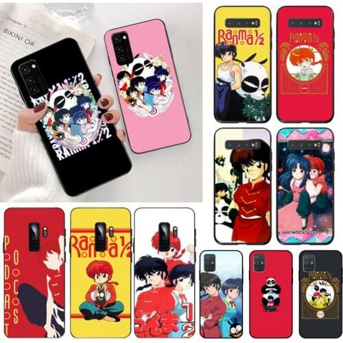 USAKPGRT Ranma 1 2 Black Cell Phone Case for Samsung S20 plus Ultra S6 S7 edge S8 S9 plus S10 5G lite 2020