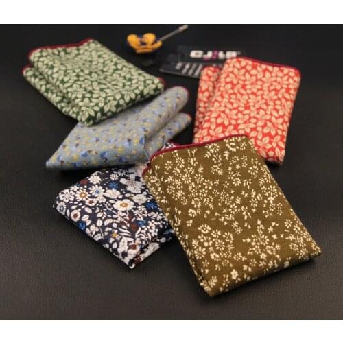 11colors High Quality Scarves Vintage Cotton Hankies Mens Pocket Square Handkerchiefs Flower 24*24cm 10pcs/lot