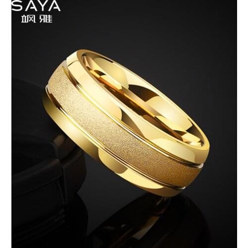 Tungsten Rings For Men,Wedding , Frosted Texture Gold-plated Sense of Advanced Free Shipping, Customized，Support Lettering