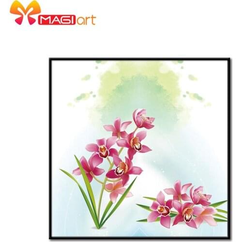 Cross stitch kits Embroidery needlework sets 11CT water soluble canvas patterns 14CT Floral style Cymbidium-NCMF199