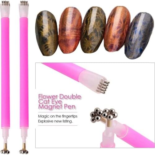Yinikiz 1pc Double Head Strong Magnetic Nail Stick 3D Cat Eye Effect Magnet For UV Painting Gel Nail Polish UV Lamp For Gel Tool