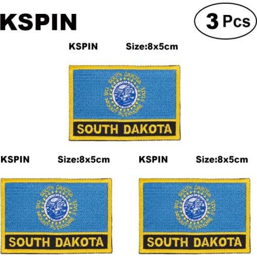 South Dakota Rectangular Shape Flag patches embroidered flag patches national flag patches for clothing DIY Decoration